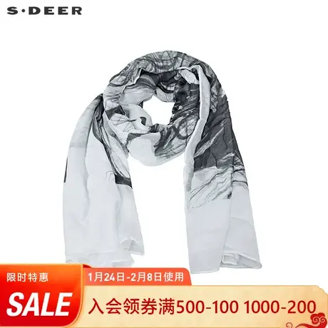 sdeer圣迪奥休闲简约水墨晕染女士围巾S19383768图片