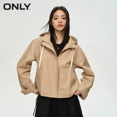 ONLY奥莱夏季休闲百搭简约宽松短款连帽风衣外套女商品大图