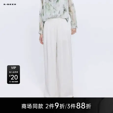 【商场同款】sdeer圣迪奥女OL风松紧拼接阔腿雪纺长裤S25280827图片