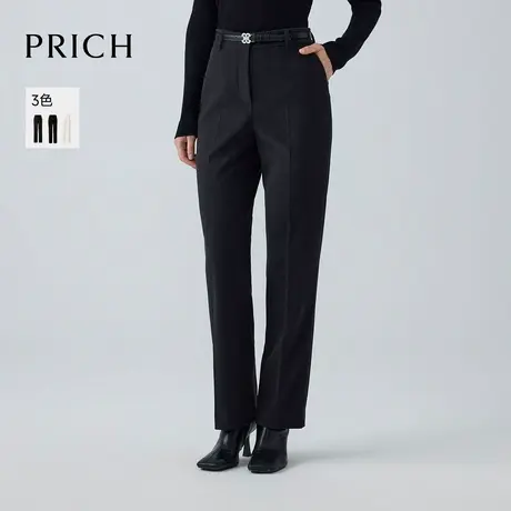 PRICH干练通勤直筒裤2024冬季新款加绒保暖休闲裤长裤女商品大图