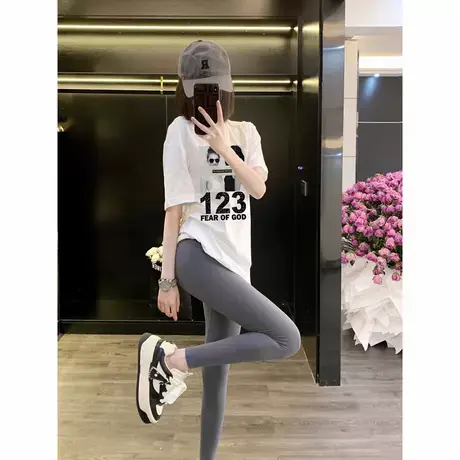 正肩短袖t恤圆领2025夏季甜酷新款百搭小众遮肚子上衣服ins潮商品大图