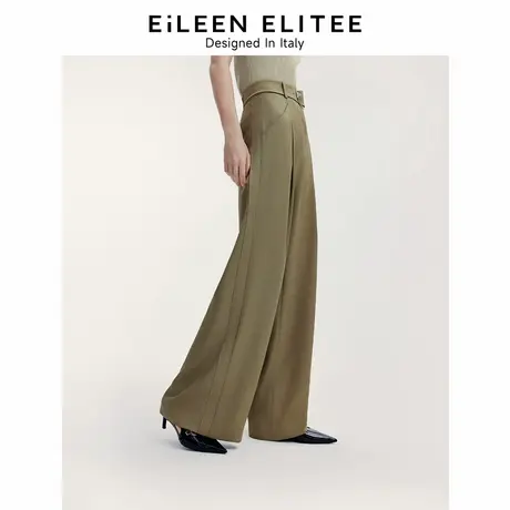 【意大利设计】朗姿法式复古阔腿垂感长裤女2024年秋季新款西装裤商品大图