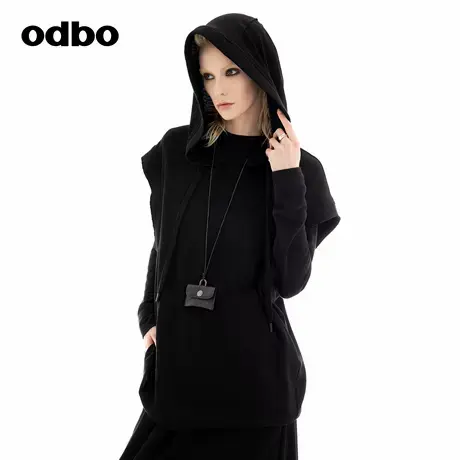 odbo/欧迪比欧时尚设计马甲女2024秋季新款百搭无袖背心连帽马夹商品大图