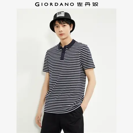 佐丹奴Polo男装纯棉撞色条纹针织短袖POLO 13015308图片