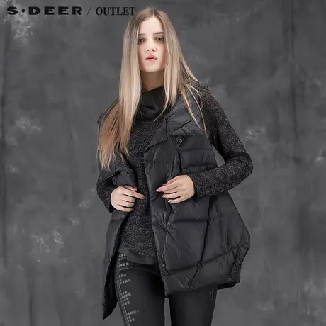 s.deer【新品】圣迪奥专柜正品女宽幅设计连帽羽绒背心图片
