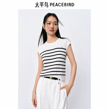 【来了就好】太平鸟百搭条纹线套衫图片