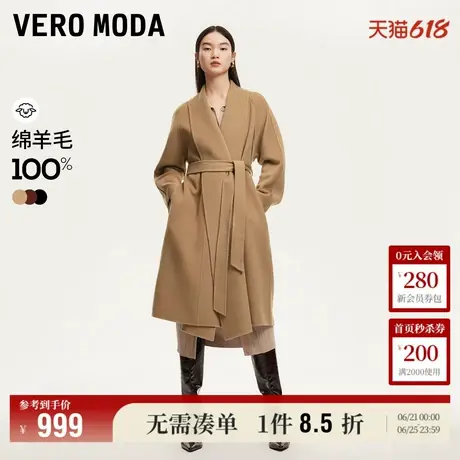 Vero Moda奥莱毛呢外套女秋冬新款双面呢羊毛大翻领气质大衣上衣商品大图