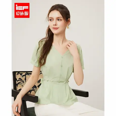 IEF/爱依服2025夏季新款法式文艺知性气质通勤百搭收腰显瘦裙上衣商品大图