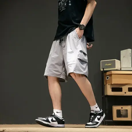 唐狮夏季新款休闲短裤男百搭工装裤宽松直筒薄款男生五分裤潮图片