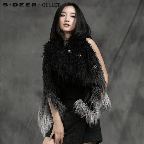 s.deer【新品】圣迪奥专柜正品女晕染渐变色人造毛背心图片