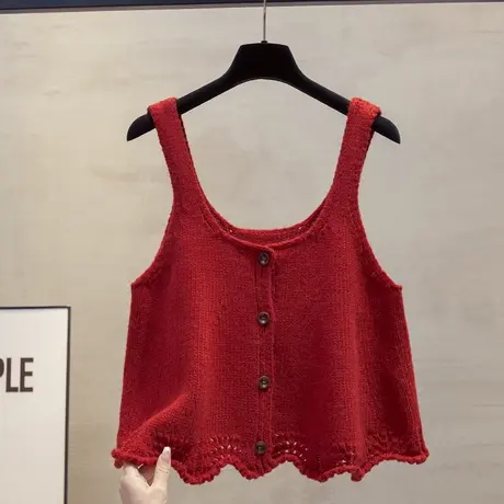 花边开衫针织吊带马甲背心女2025春秋新款外穿马夹叠穿毛衣坎肩潮商品大图