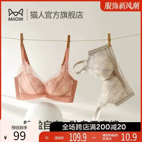 猫人内衣女聚拢小胸显大秋冬季收副乳防下垂无痕蕾丝女士文胸罩S1商品大图