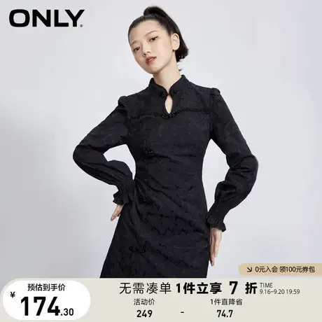 ONLY奥莱夏季中国风改良旗袍短款小黑裙连衣裙女图片