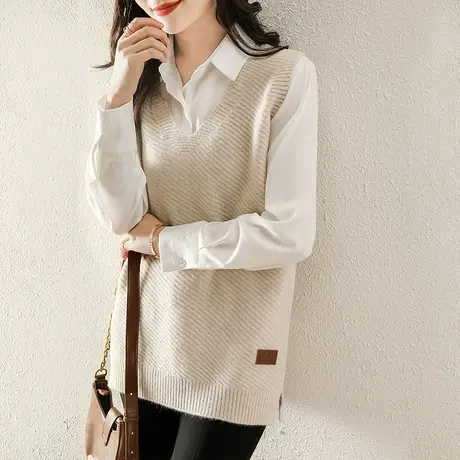 中长款针织马甲女2025新款春秋冬季叠穿毛衣背心坎肩马夹外搭上衣图片