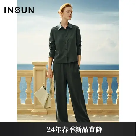 INSUN恩裳专选春季简约肌理感莱赛尔混纺衬衫商品大图