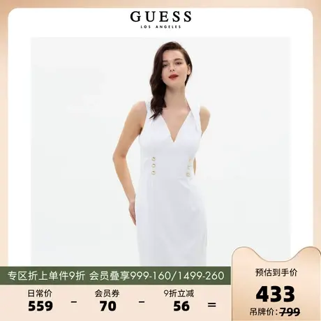 GUESS2023新款女士高级感露背挂脖V领修身连衣裙-W3GK52WB4H2商品大图