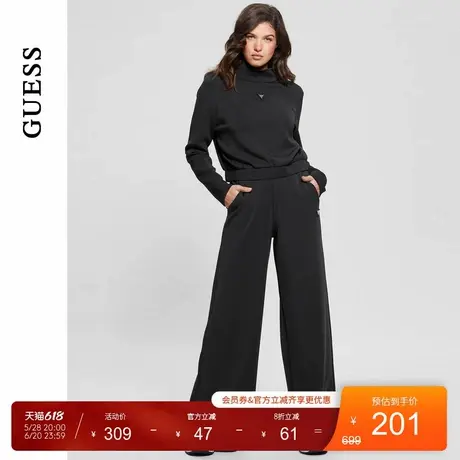 GUESS女士纯色简约阔腿百搭通勤休闲裤-V4YB07KCAY2商品大图