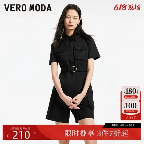 Vero Moda连体裤2024春季新款休闲舒适潮流短袖连体工装短裤女商品大图