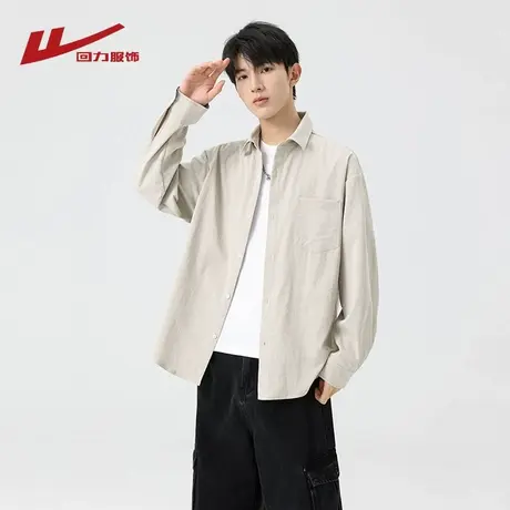 回力日系长袖衬衫男士春秋季2025新款宽松工装休闲男生衬衣外套商品大图