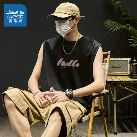 NN真维斯纯棉无袖男t恤夏季潮流百搭健身背心青少年宽松篮球坎肩图片