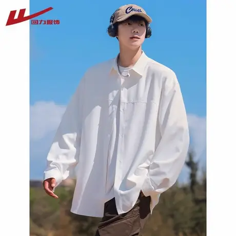 回力长袖衬衫男夏季2024新款痞帅高级感薄款衬衣男生寸衫上衣外套商品大图