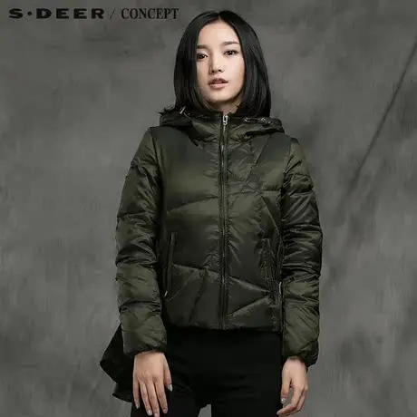 sdeer圣迪奥女装休闲连帽立领羽绒服S15482429图片