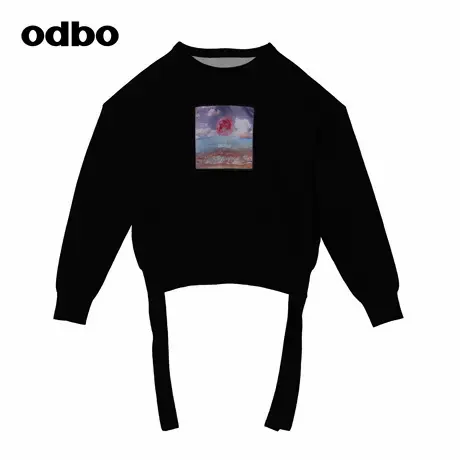 odbo/欧迪比欧品牌logo原创印花圆领卫衣秋冬休闲羊毛上衣针织衫商品大图