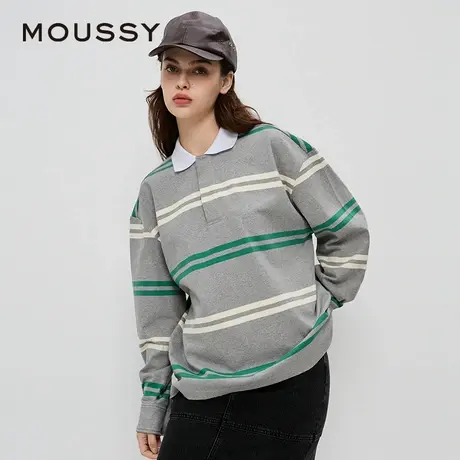 MOUSSY 夏季新品高校运动少年感POLO衫长袖T恤028HAZ80-0981图片
