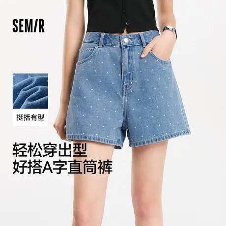 森马牛仔裤女设计感直筒裤小个子2025夏季新款复古小众chic短裤潮商品大图