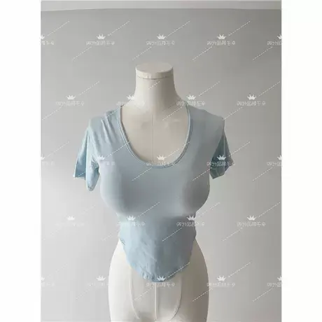 现货 韩国东大门2024纯欲修身打底衫短袖T恤显瘦大U领T恤商品大图