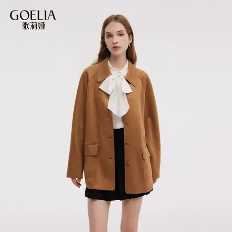 歌莉娅秋季新品仿麂皮翻领中长外套1E8R6E290商品大图