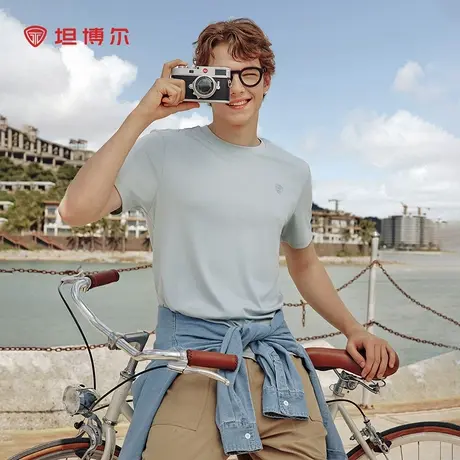 坦博尔2025年夏季新款简约男士短袖透气凉感户外运动休闲T恤233Z图片