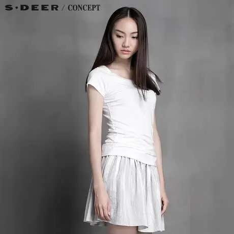 S·🏣DEER＼�ONCEPT圣迪奥立体现代感拼贴装饰短T恤S15280126商品大图