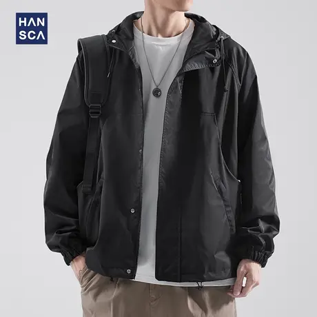 清仓特卖hansca户外山系外套男春季2024新款痞帅休闲美式连帽夹克图片
