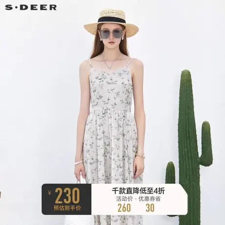 sdeer圣迪奥女装慵懒温柔碎花吊带连衣裙S232Z12G5图片