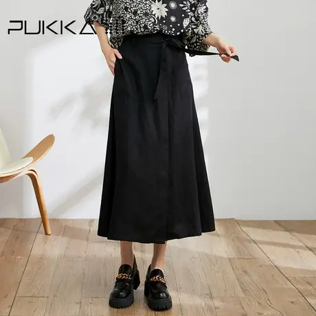 蒲PUKKA 中长款高腰半身裙女2023年春夏新品宽松显瘦A字裙子商品大图