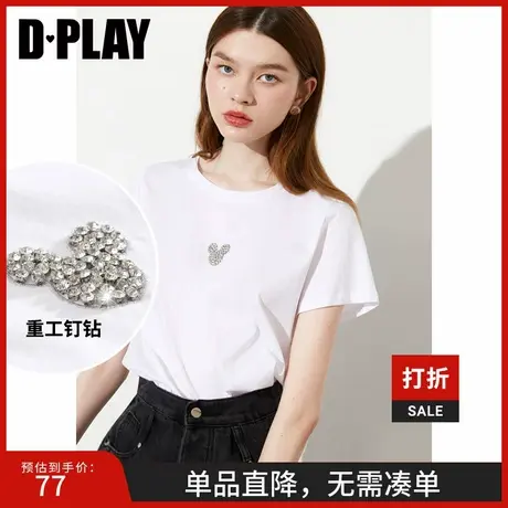 DPLAY德帕拉夏季新款白色短袖宽松洋气女式T恤可爱ins潮流上衣商品大图