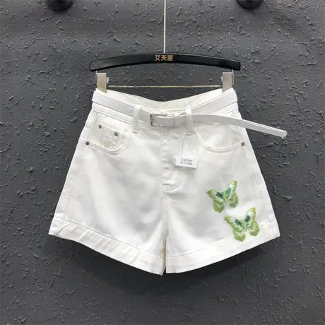 重工刺绣蝴蝶结个性设计感短裤女夏季新款欧货高腰显瘦a字阔腿裤商品大图