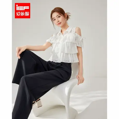 IEF/爱依服高个子衬衫2025夏季新款法式温柔风荷叶边设计百搭上衣图片