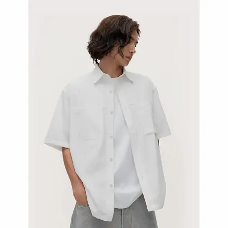 TRENDIANO短袖衬衫胸口贴袋设计感男士衬衣1ST1011060商品大图