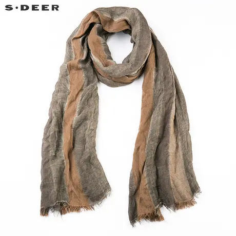 【新品】sdeer圣迪奥女装做旧感条纹围巾S15383712图片