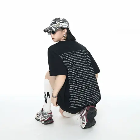 YEP2025夏季宽松个性印花短袖T恤女新款街头风男女同款半袖上衣图片