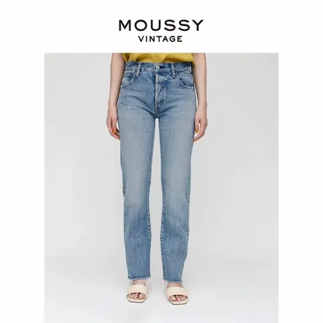 MOUSSY VINTAGE 夏季高腰水洗磨破开叉直筒牛仔裤女540FSC11-2080商品大图