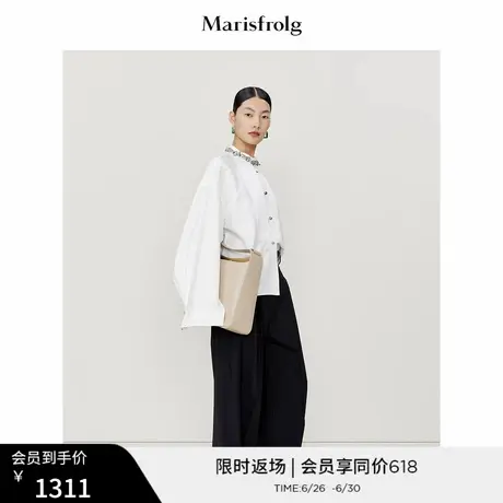 【羊毛】玛丝菲尔春季新款黑色休闲裤直筒裤子女商品大图