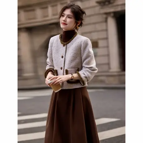 时尚气质羽绒服2024年冬季新款淑女街头高级小香风羽绒半裙两件套商品大图