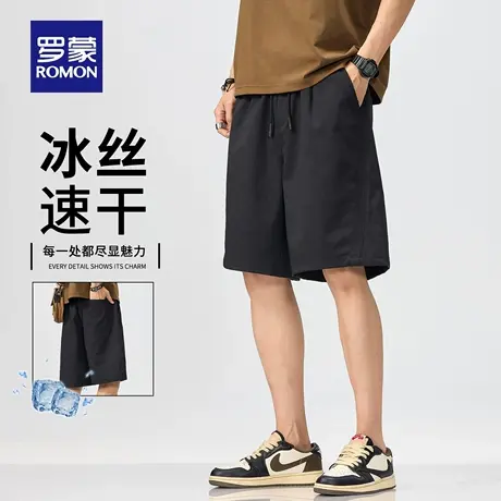 罗蒙冰丝速干男士休闲短裤夏季宽松直筒五分裤子速干轻薄中裤N1Z商品大图