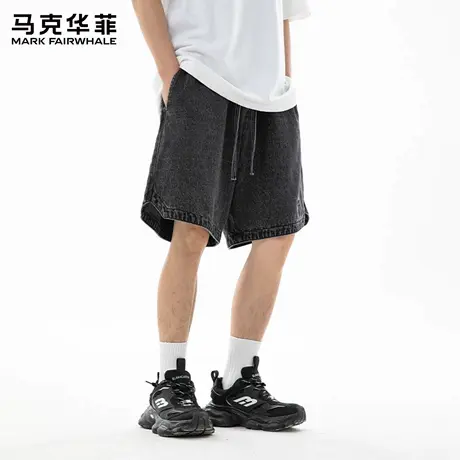马克华菲牛仔短裤男士2025新款夏季五分裤潮牌宽松阔腿中裤子薄X商品大图