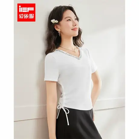 IEF/爱依服【微胖】大码女装2025夏季新款韩版成熟气质通勤上衣图片
