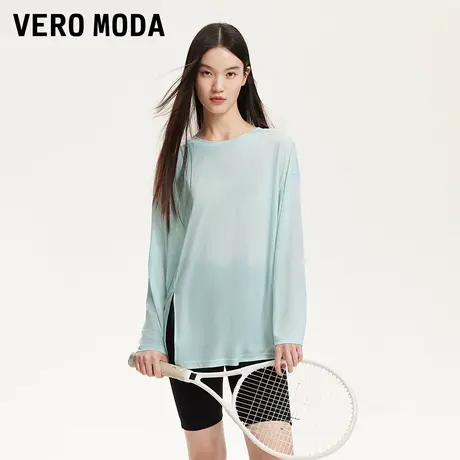 Vero Moda奥莱T恤女2025夏季新款微透面料落肩宽松开衩罩衫上衣商品大图
