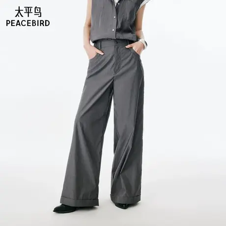 【商场同款】太平鸟2025年夏季新款竖条纹休闲裤A1GBF241X商品大图